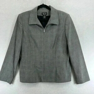 Rafaella Women’s Suit Jacket Size 14 Subtle Black/White Plaid Poly/Rayon/Spandex